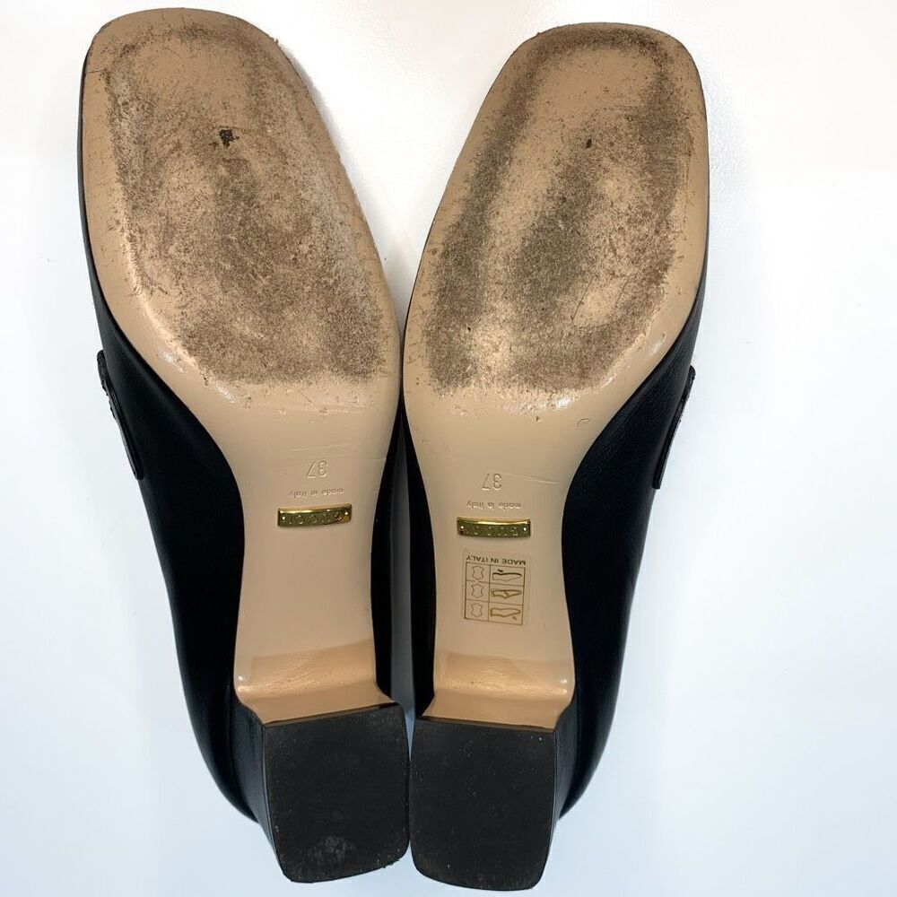 Gucci Zumi Interlocking GG Loafer Pumps EU 37 US 7 Black Leather Logo Mid Heels - Picture 10 of 10